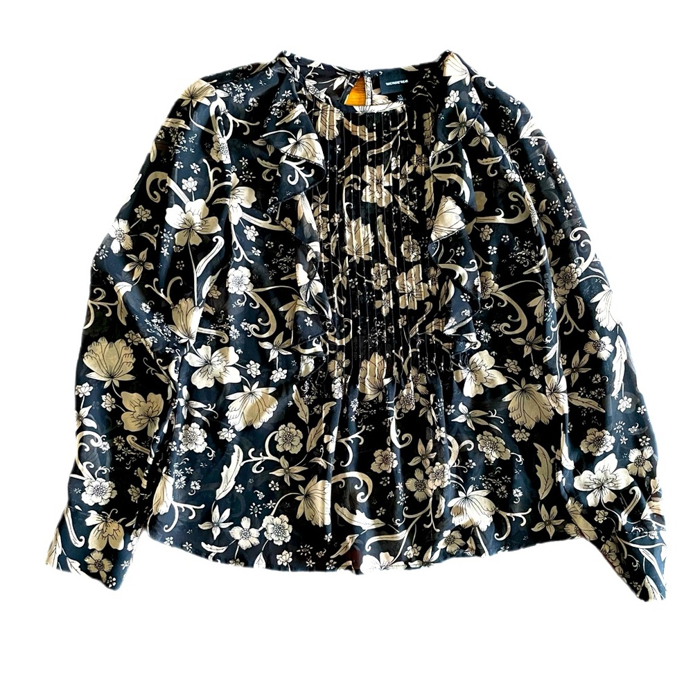 Who What Wear Floral Print Ruffle Blouse